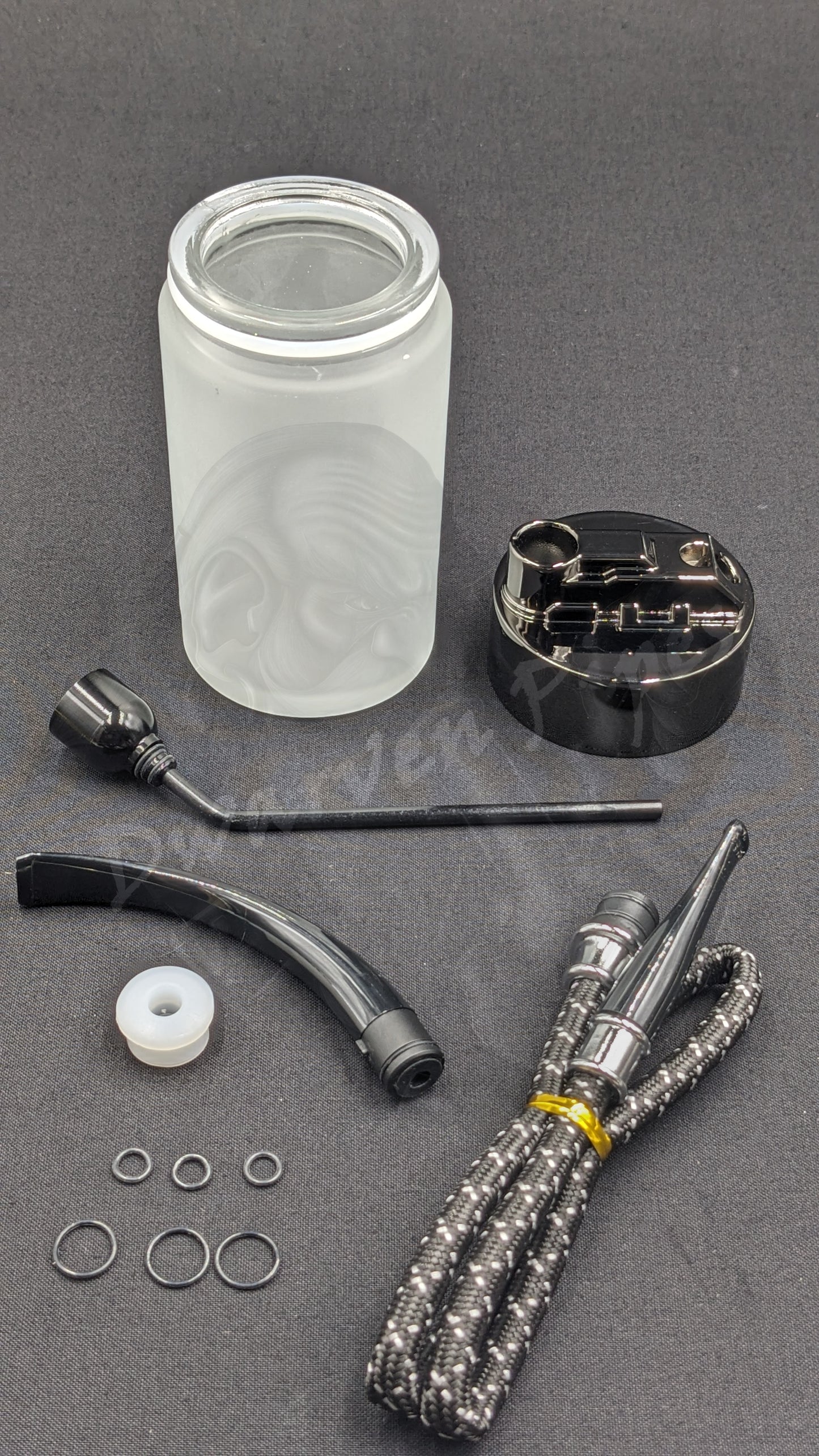 7.25" Water Pipe Bong w/ Multiple Adaptors Gray
