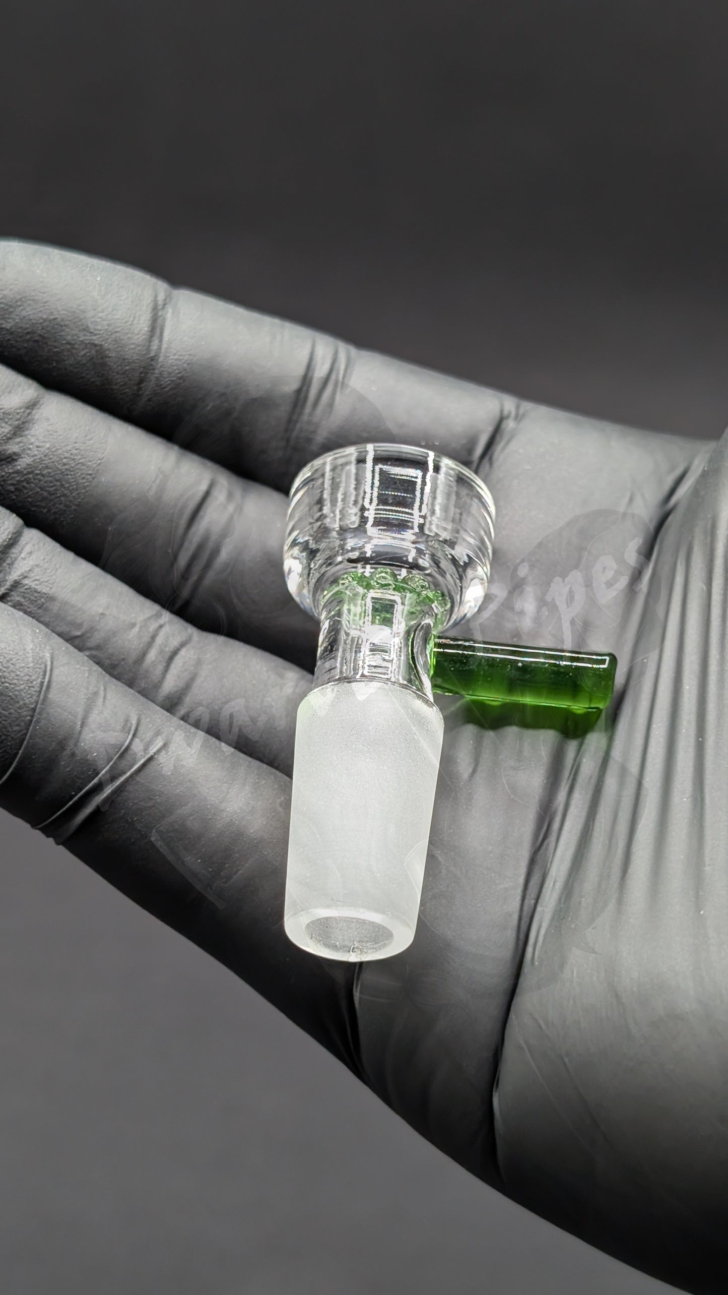 14mm Male Slide Bowl Glass Snowflake for Water Pipes - Snowflake Style Green