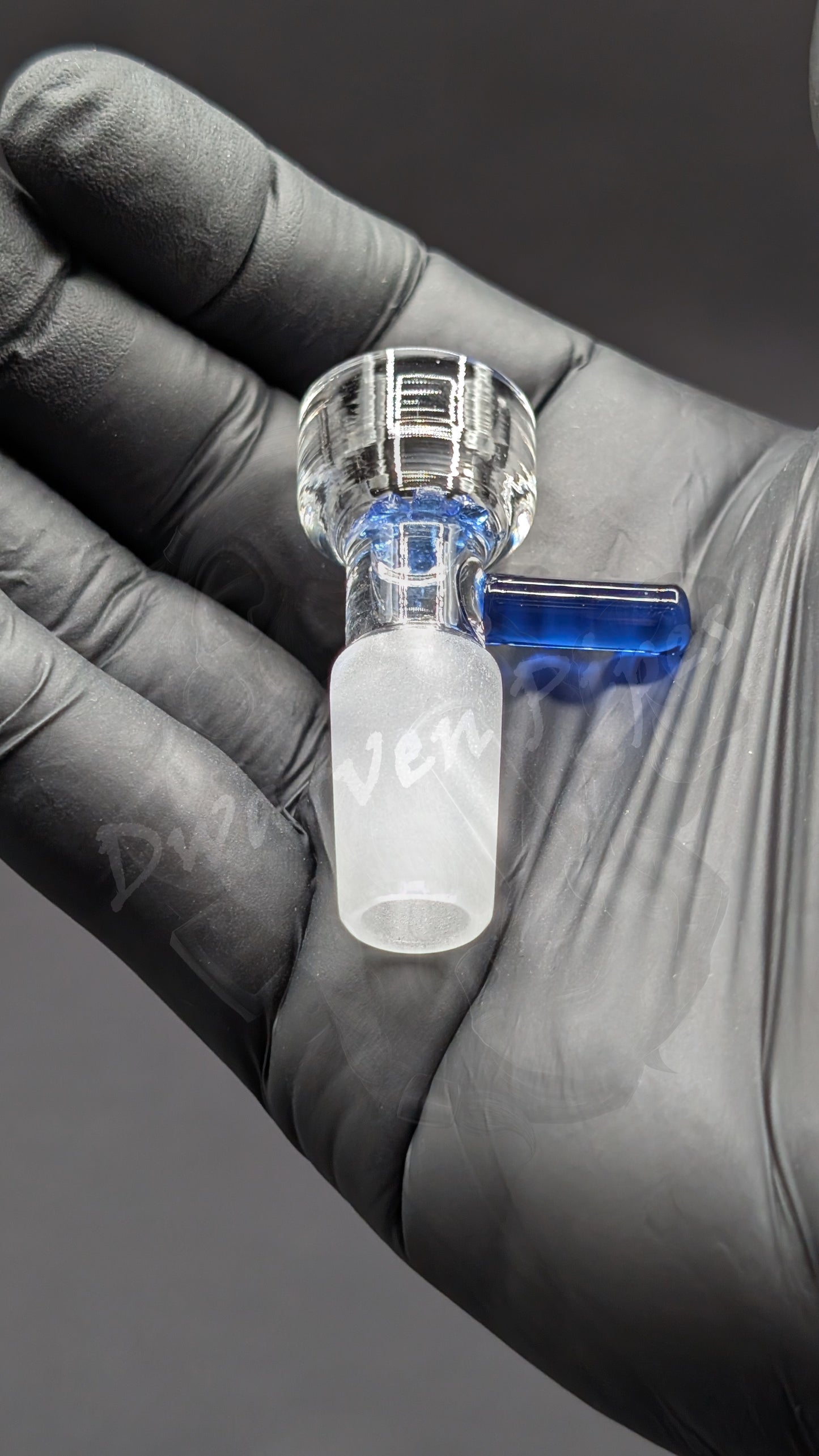 14mm Male Slide Bowl Glass Snowflake for Water Pipes - Snowflake Style Blue