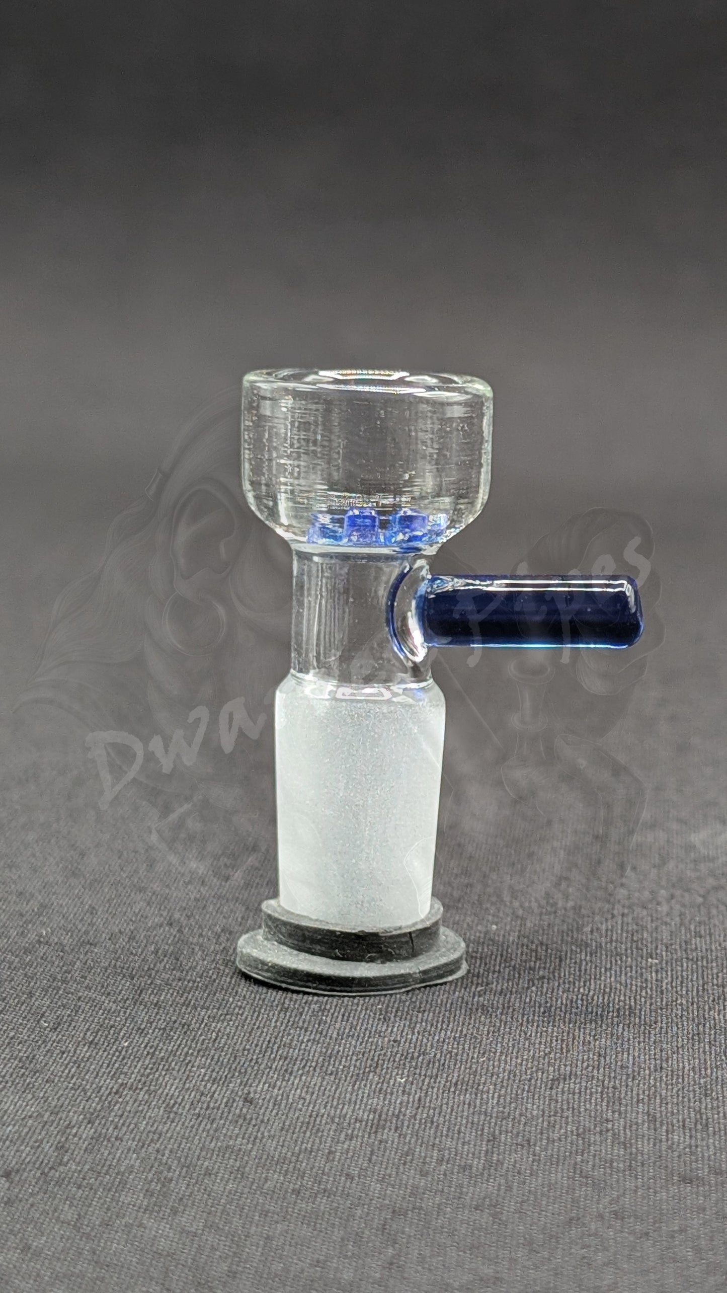 14mm Male Slide Bowl Glass Snowflake for Water Pipes - Snowflake Style Blue