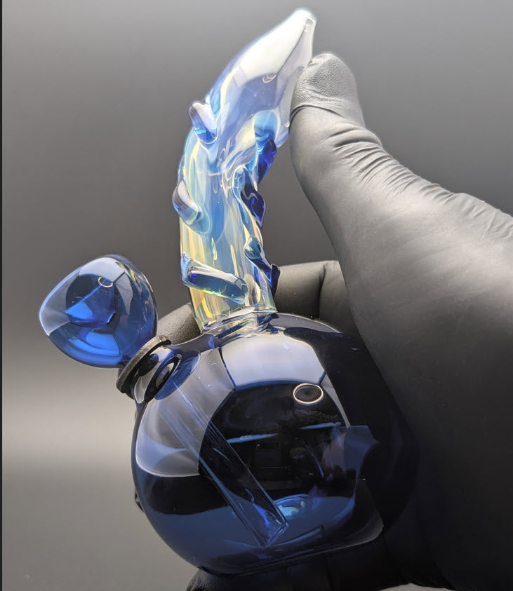 5" Glass Water Pipe Bong Round Blue