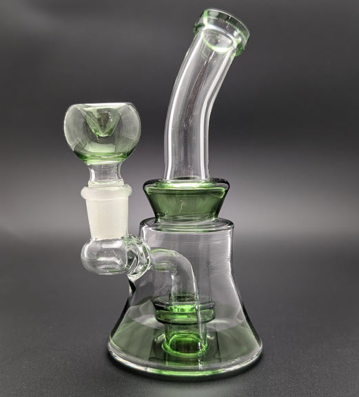 6" Glass Water Pipe Bong Bent Neck Perc Green