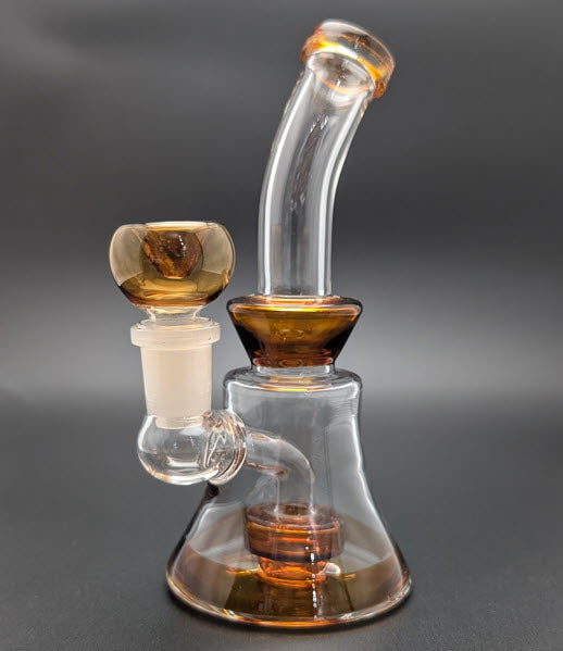 6" Glass Water Pipe Bong Bent Neck Perc Amber