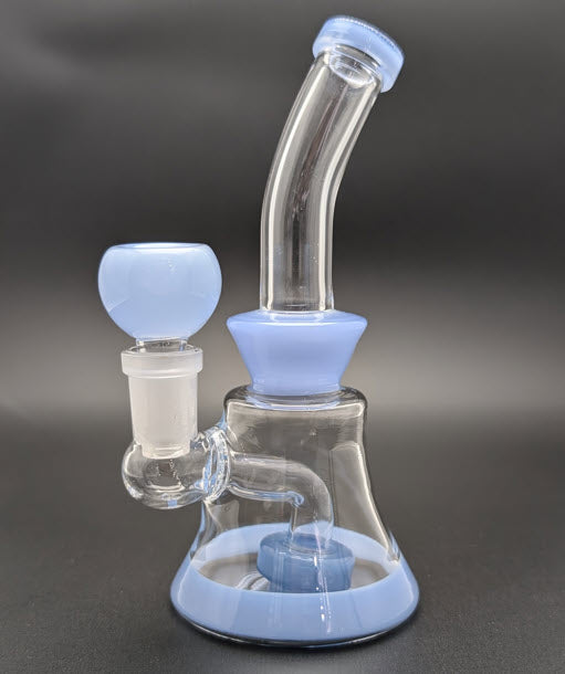 6" Glass Water Pipe Bong Bent Neck Perc Light Blue