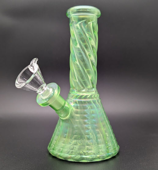 6" Glass Water Pipe Bong Iridescent Green