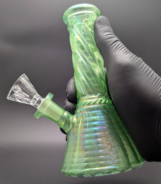 6" Glass Water Pipe Bong Iridescent Green