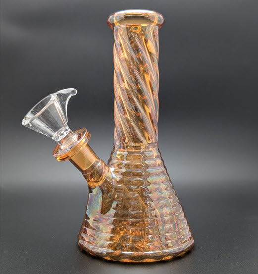6" Glass Water Pipe Bong Iridescent Orange