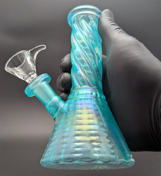 6" Glass Water Pipe Bong Iridescent Blue