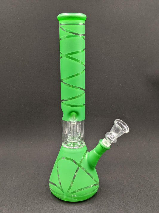 12" Glass Water Pipe Bong Swirl Green w/ Perc + 5 FREE Screens