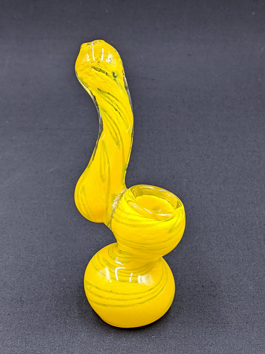 5.5" Glass Bubbler Yellow Swirl