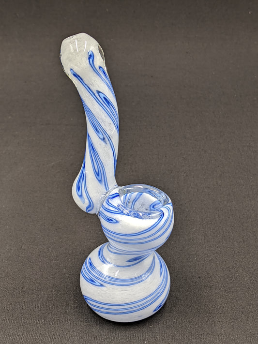 5.5" Glass Bubbler White Swirl