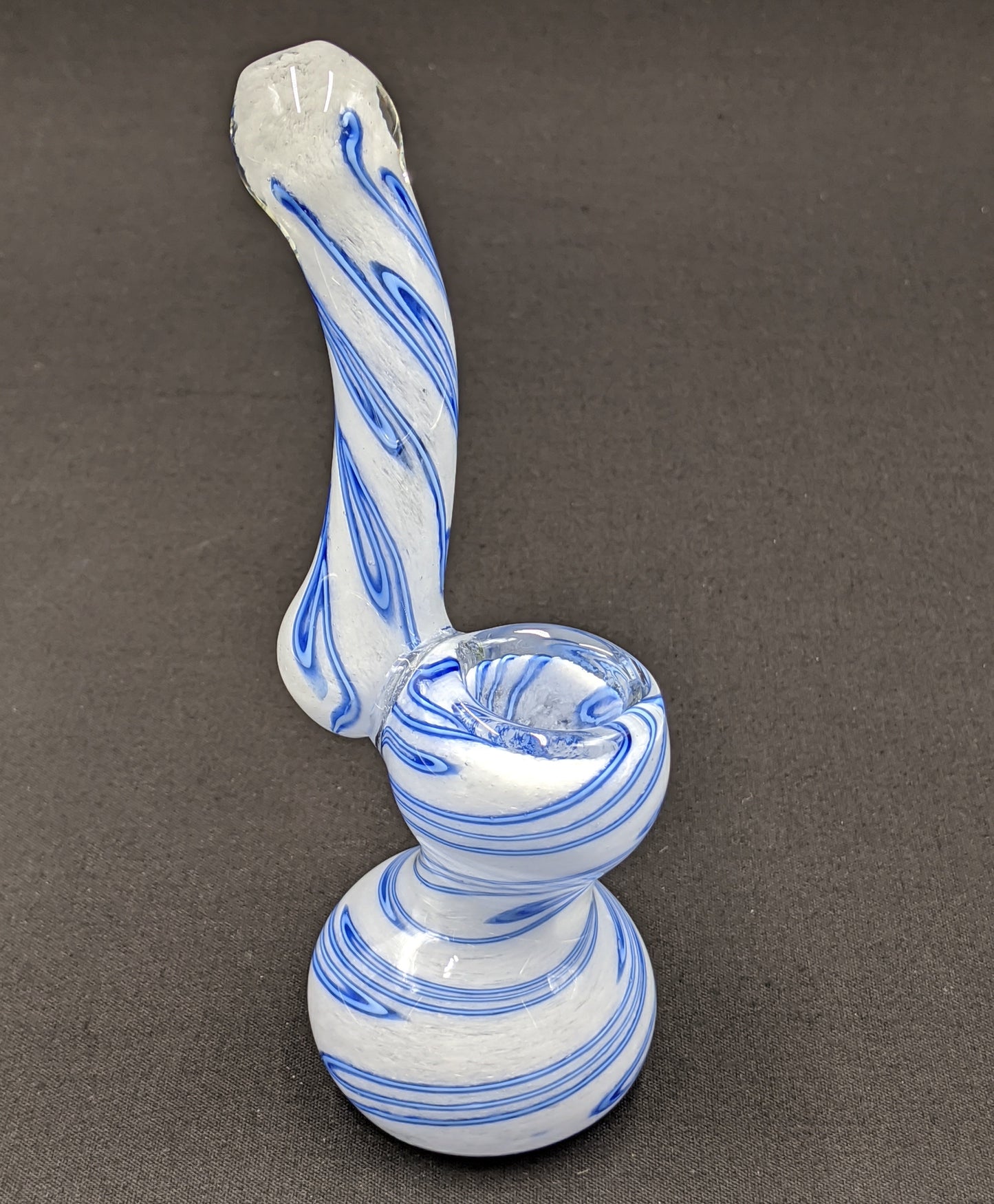 5.5" Glass Bubbler White Swirl