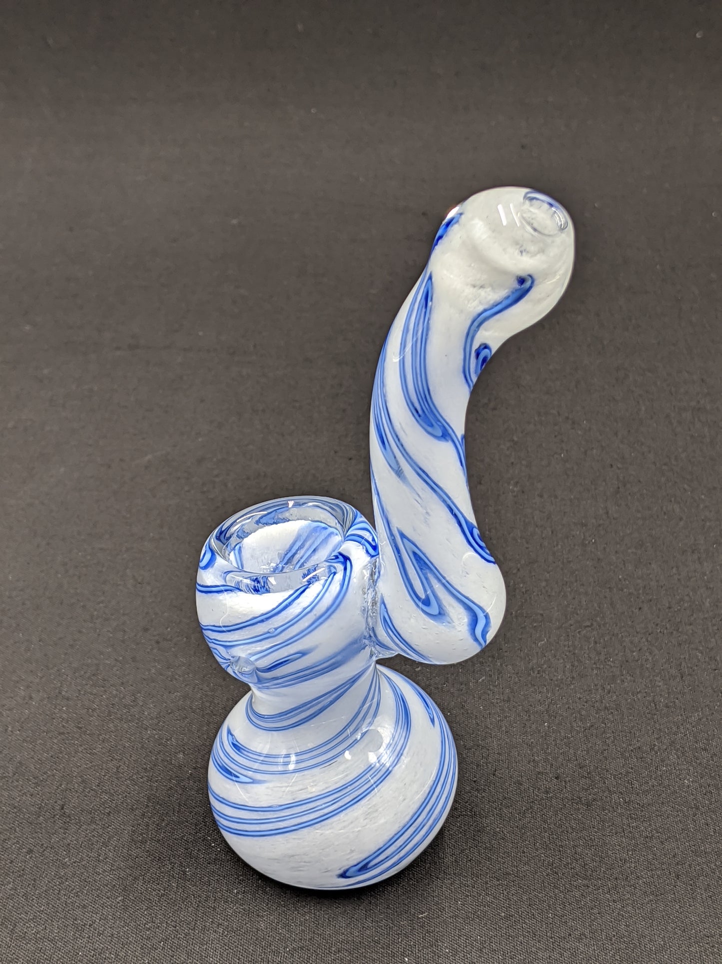 5.5" Glass Bubbler White Swirl