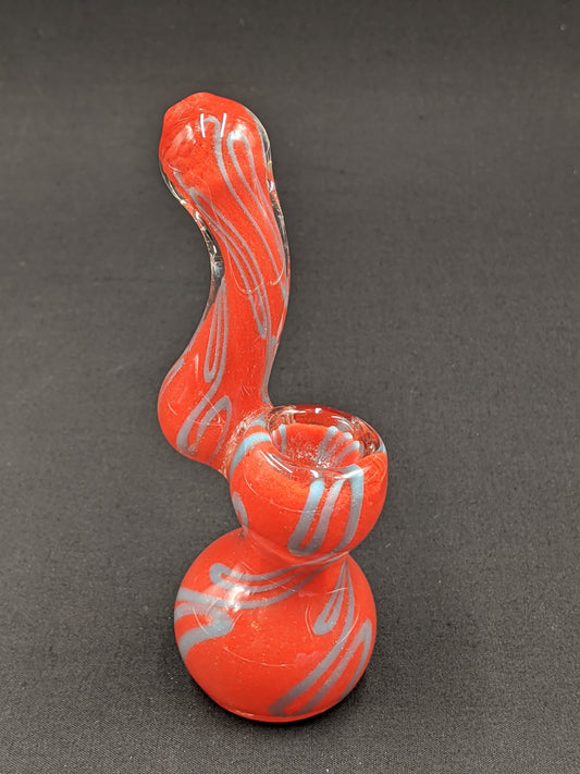 5.5" Glass Bubbler Red Swirl