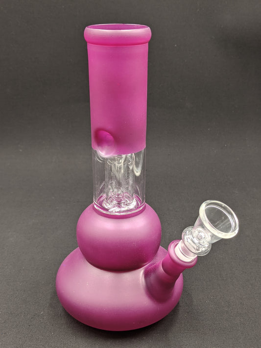 9" Glass Water Pipe Bong Double Bubble Plum + 5 FREE Screens