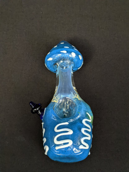 5" Glass Spoon Mushroom Style Blue 03