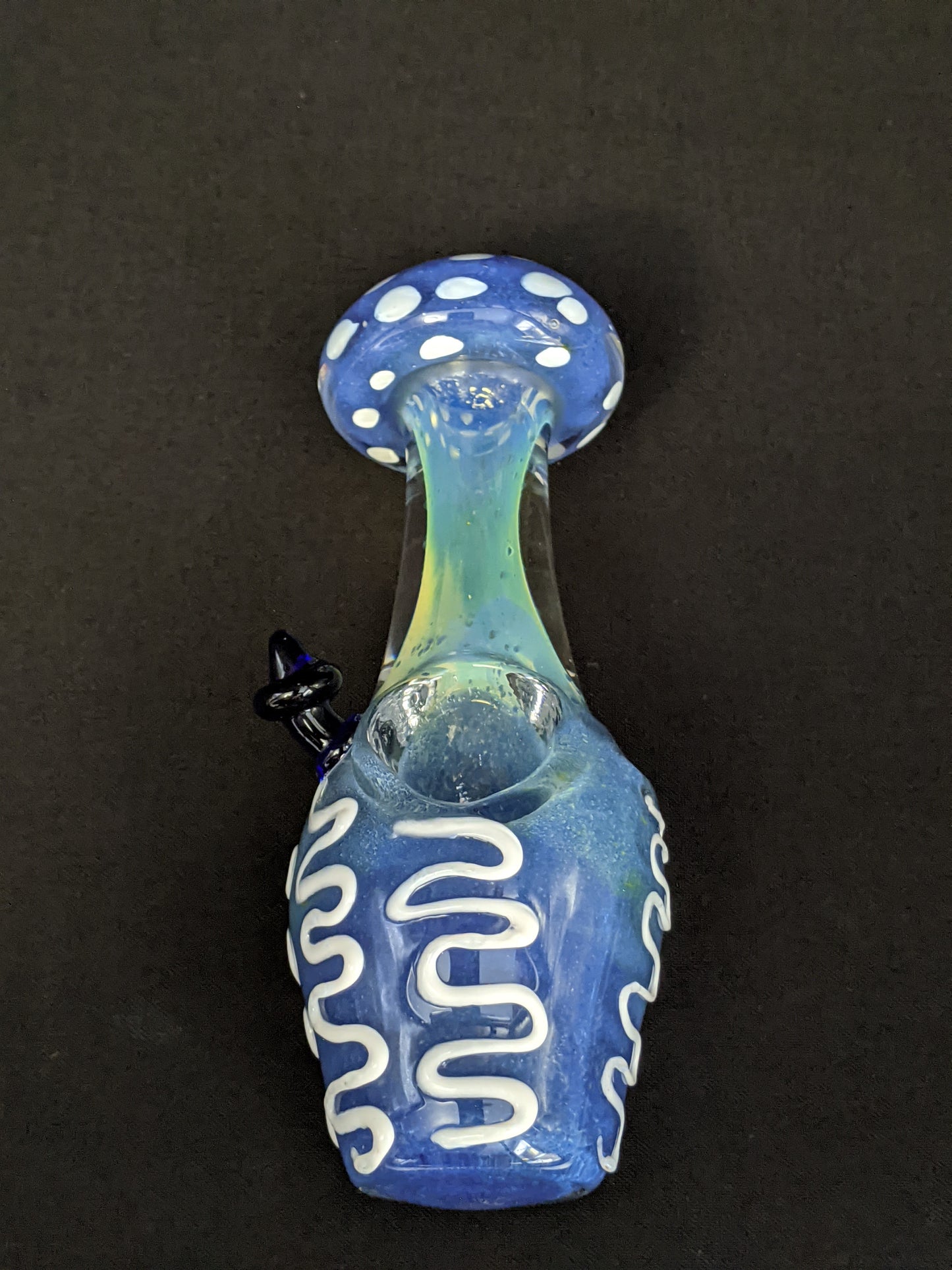 5" Glass Spoon Mushroom Style Blue 02