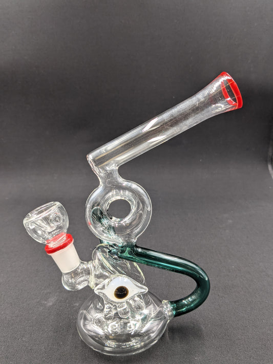 7" Glass Water Pipe Bong Tubes with Eye Green 02