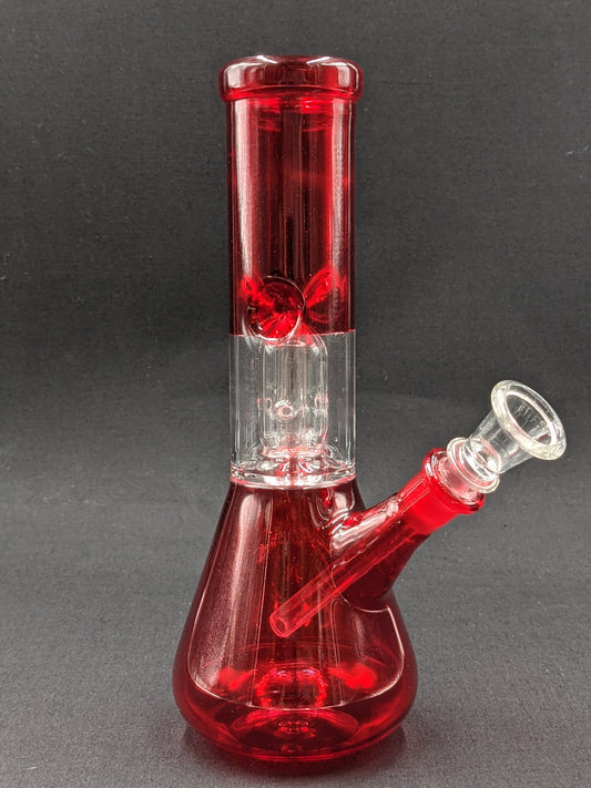 8" Glass Water Pipe Bong Ruby Red + 5 FREE Screens