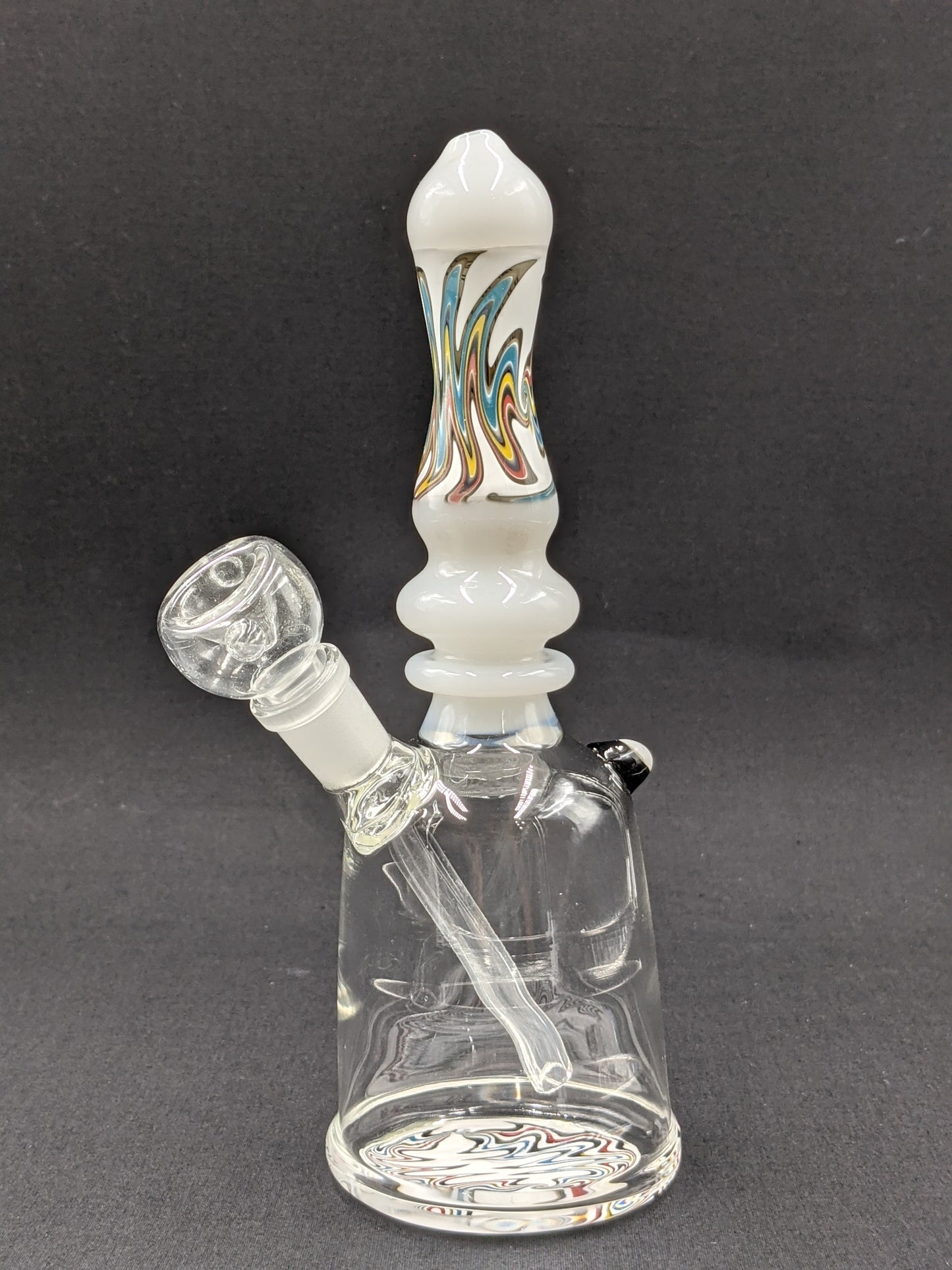 8" Glass Water Pipe Bong White Painted Swirls