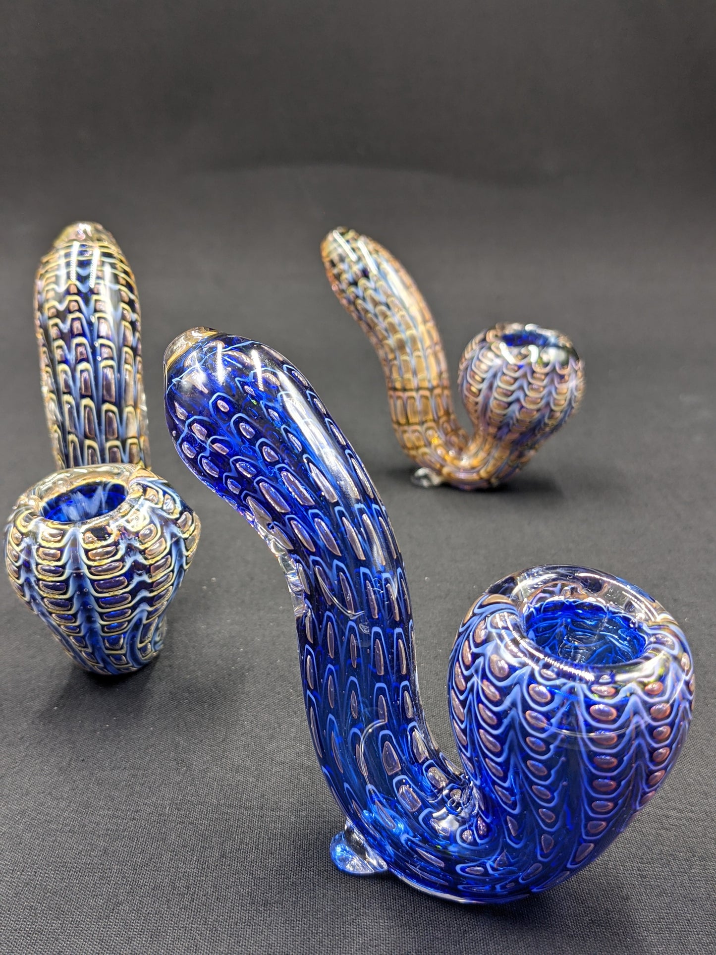 3.5" Glass Sherlock Blue/Gold Mix