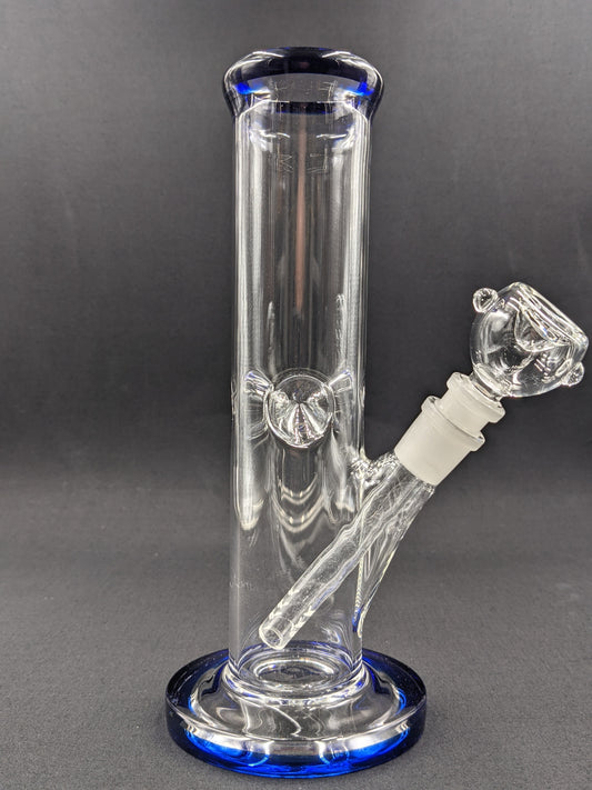 10" Glass Water Pipe Bong Thick Cylinder w/ 6 Cut Downstem  BL