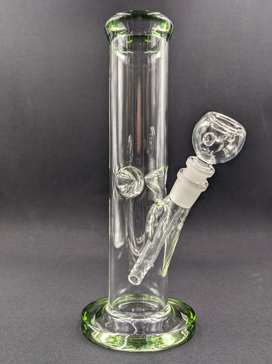 10" Glass Water Pipe Bong Thick Cylinder w/ 6 Cut Downstem  GR