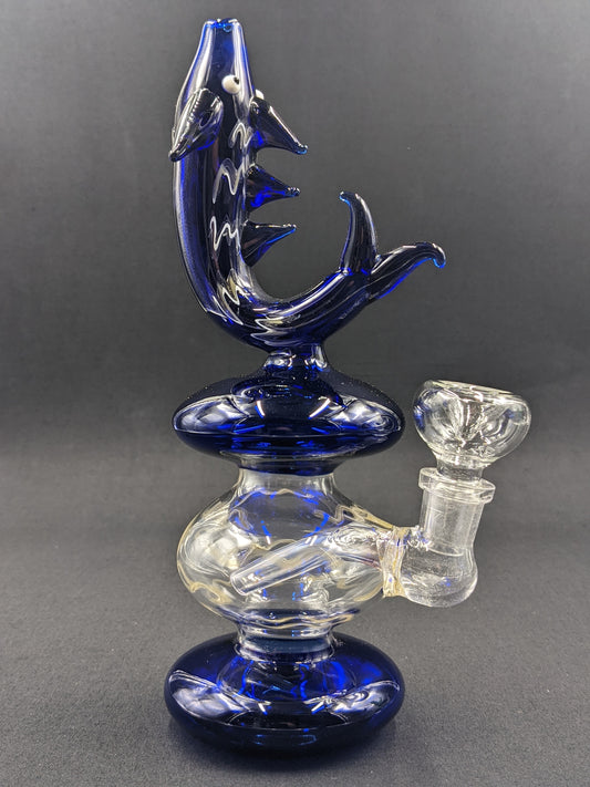 8" Glass Water Pipe Bong Fish Blue