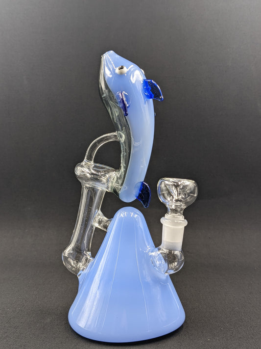 8.5" Glass Water Pipe Bong Fish02 Blue