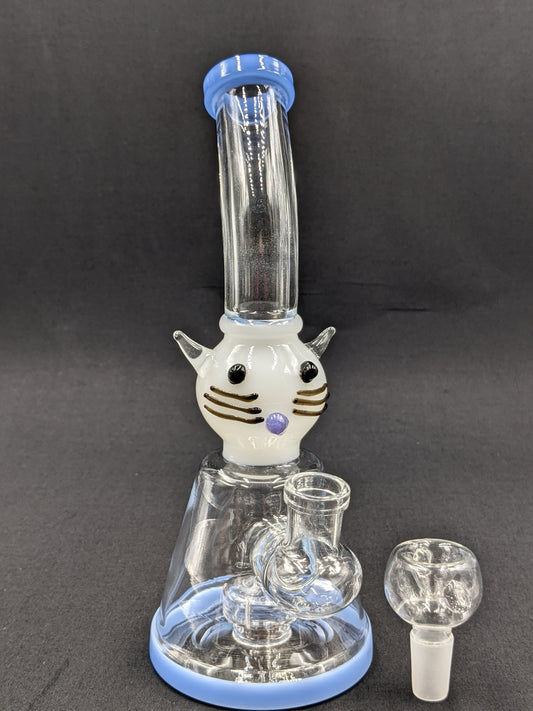 8.5" Glass Water Pipe Bong Bent Neck Wheel Percolator Kitty BL