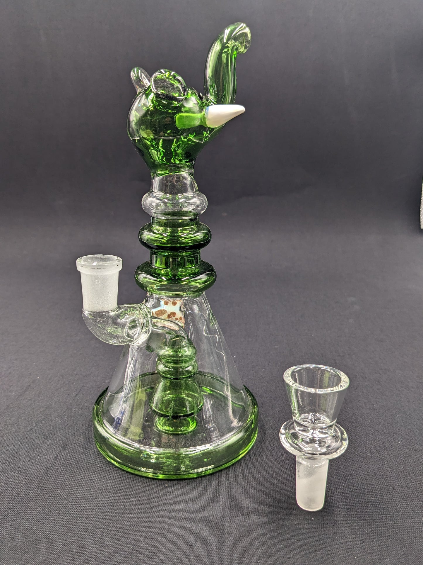 8" Glass Water Pipe Bong Elephant Green