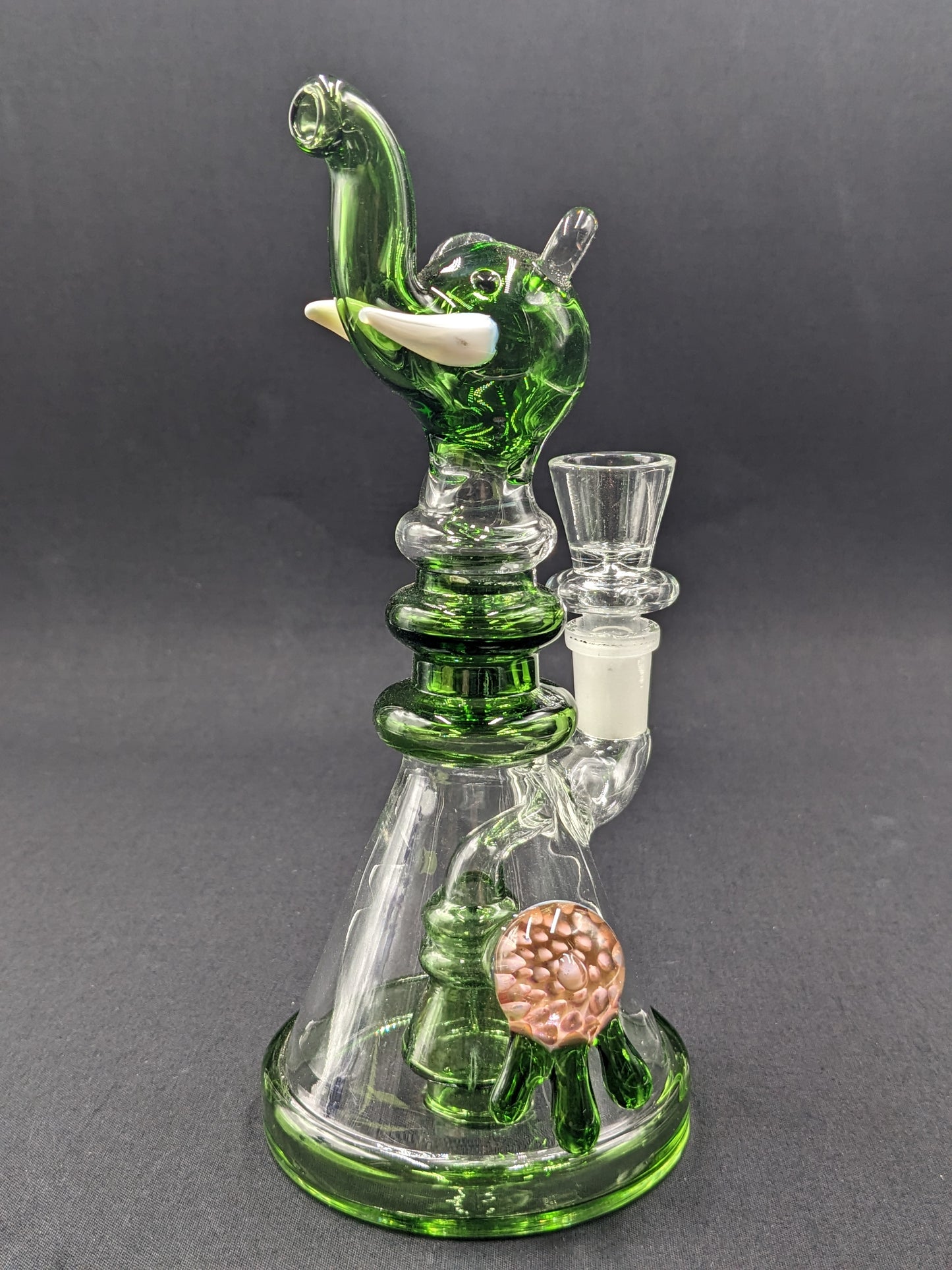8" Glass Water Pipe Bong Elephant Green