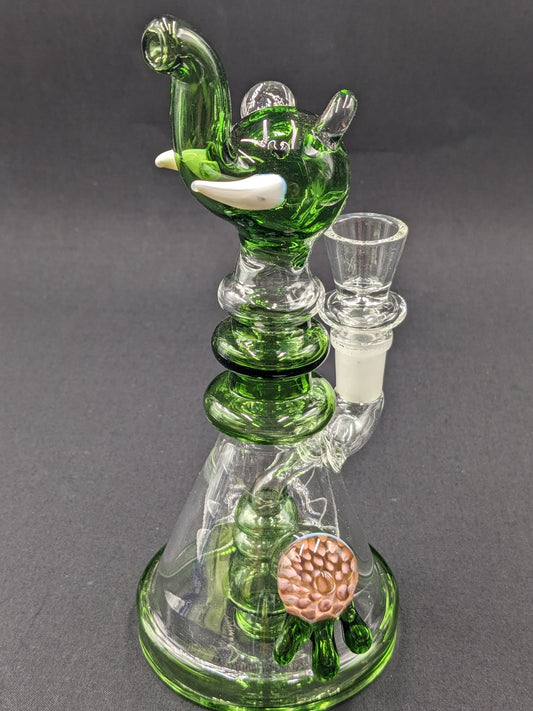 8" Glass Water Pipe Bong Elephant Green