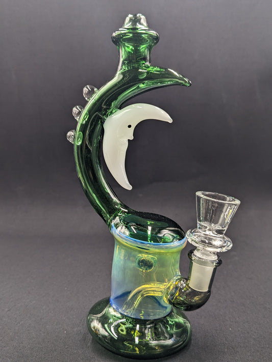 8" Glass Water Pipe Bong Moon Green 02