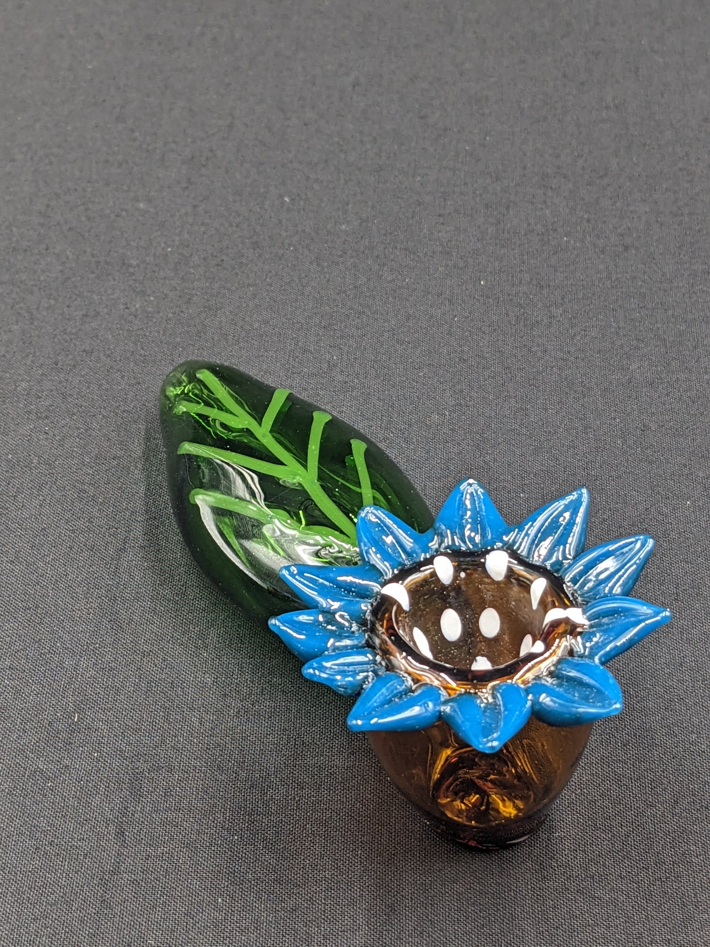 4.5" Glass Spoon Blue Flower
