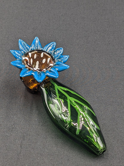 4.5" Glass Spoon Blue Flower