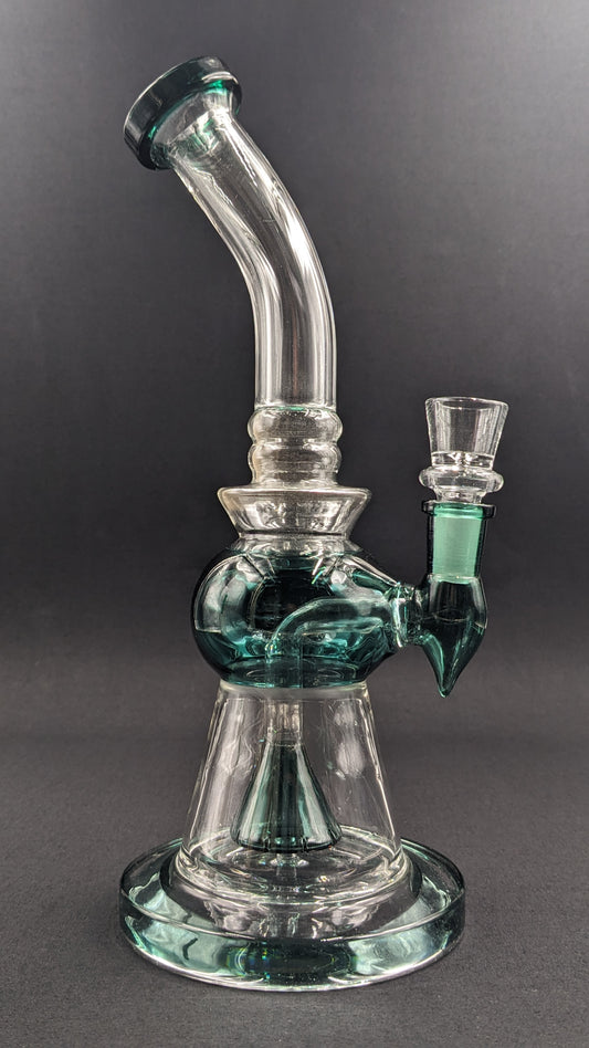 10.5" Glass Water Pipe Bong Thick Bent Neck Green 33