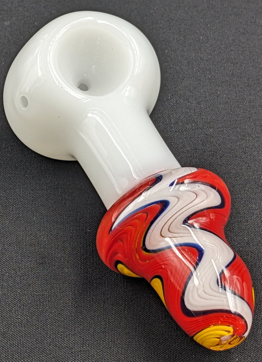4" Glass Spoon Mixed Swirl R/Y/W