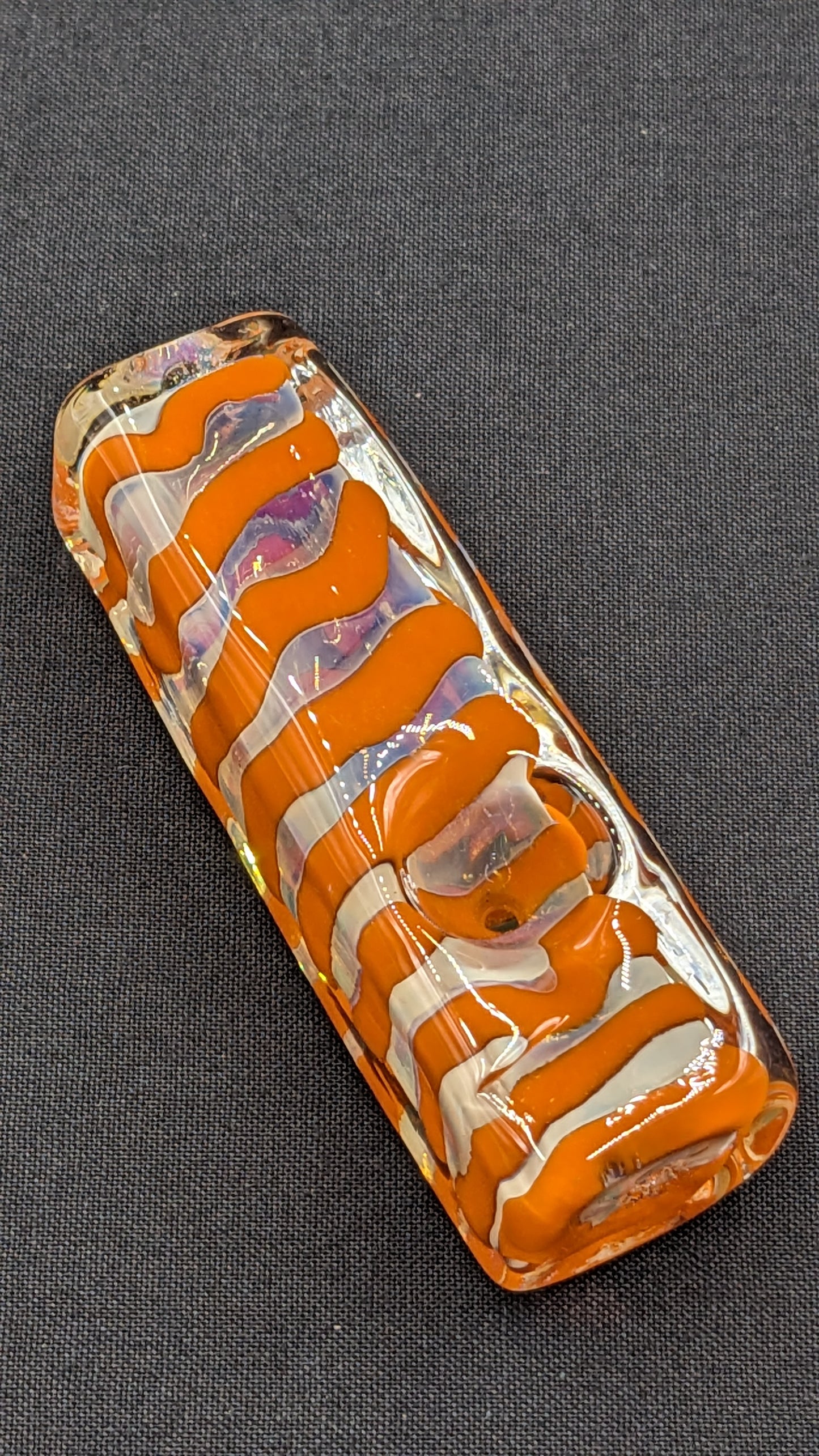 3" Glass Spoon Heavy Rectangle Swirl Orange