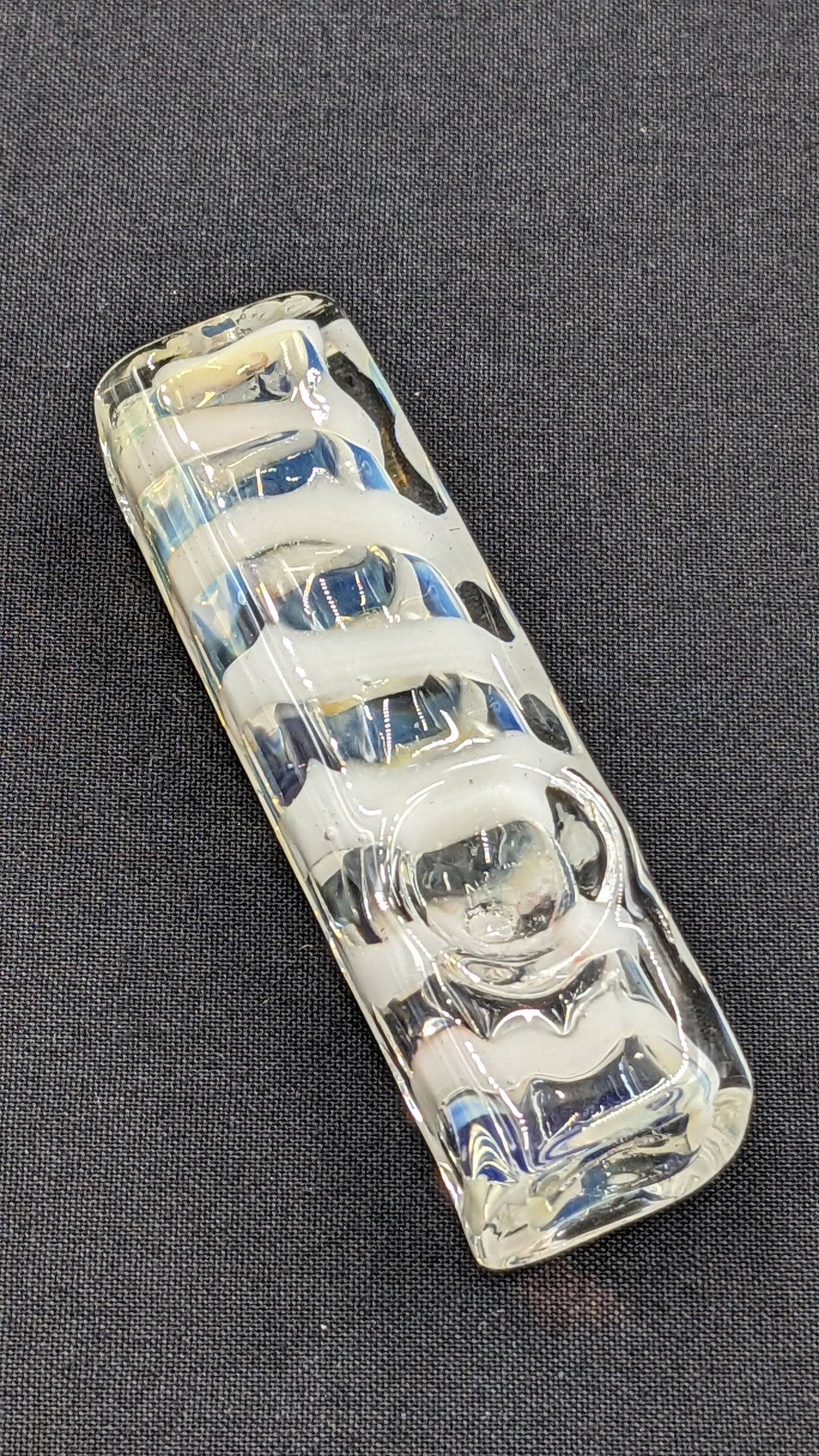 3" Glass Spoon Heavy Rectangle Swirl White