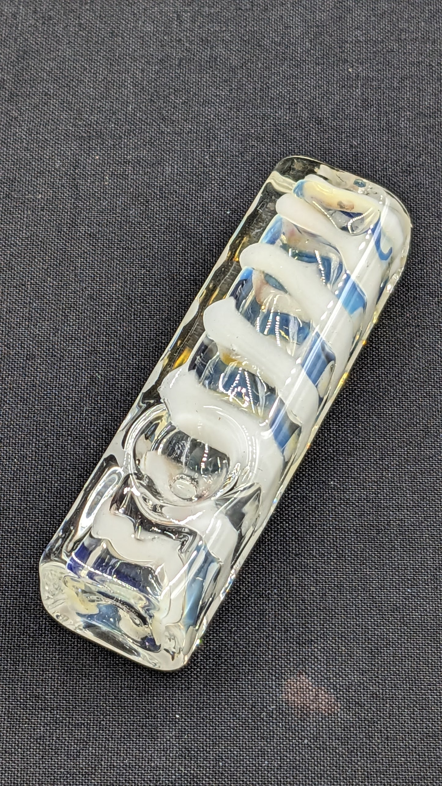 3" Glass Spoon Heavy Rectangle Swirl White