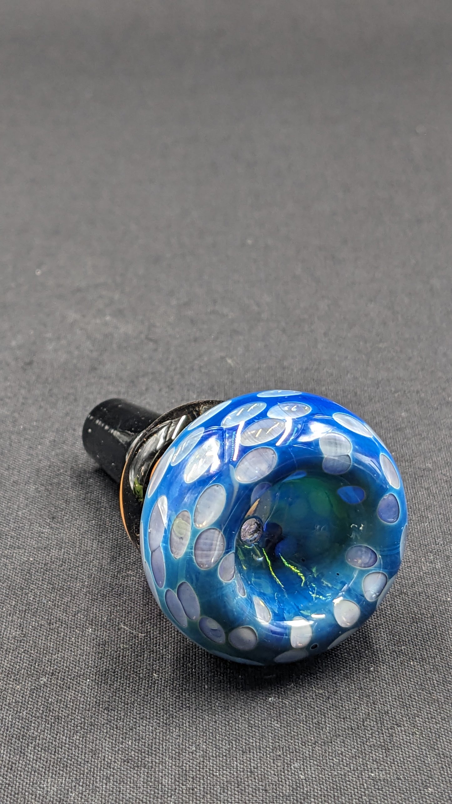 14mm Male Slide Bowl Glass for Water Pipes - BW07 Gold Fummed Sp-Blue
