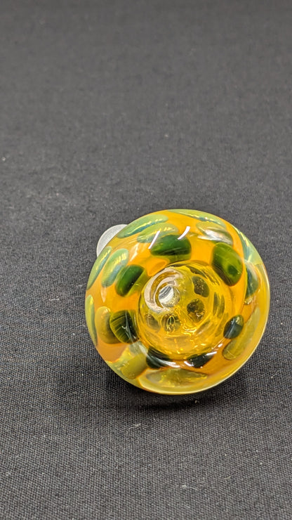 14mm Male Slide Bowl Glass for Water Pipes - BW04 Spotted BL/GR