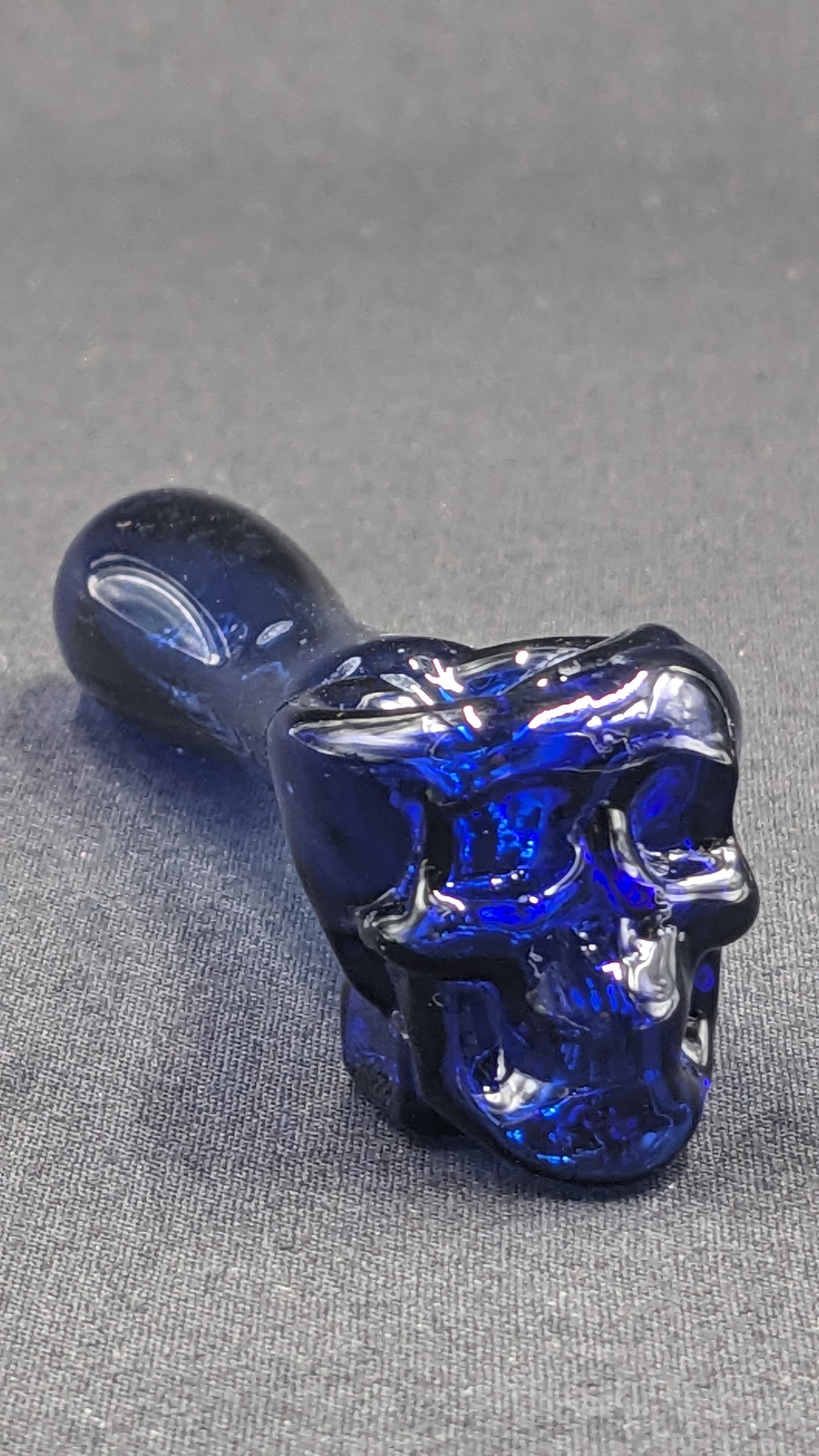 4" Glass Spoon Skull Blue 01