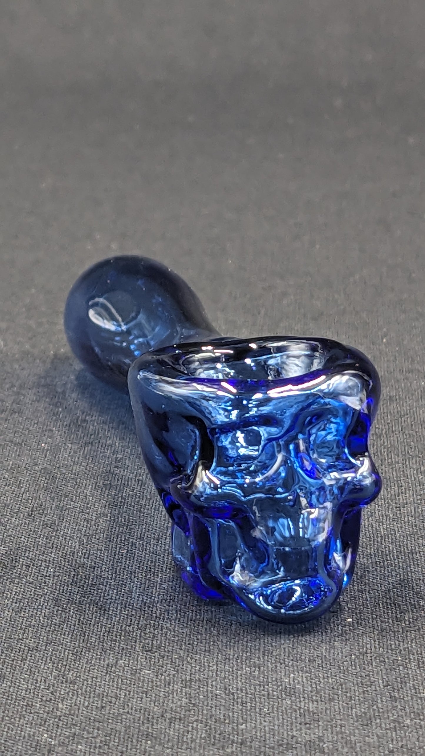 4" Glass Spoon Skull Light Blue