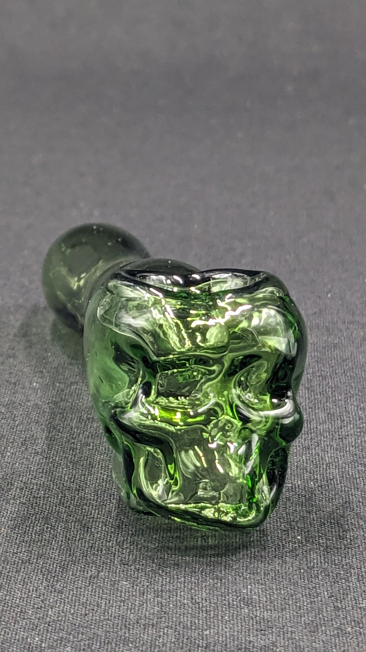 4" Glass Spoon Skull Green