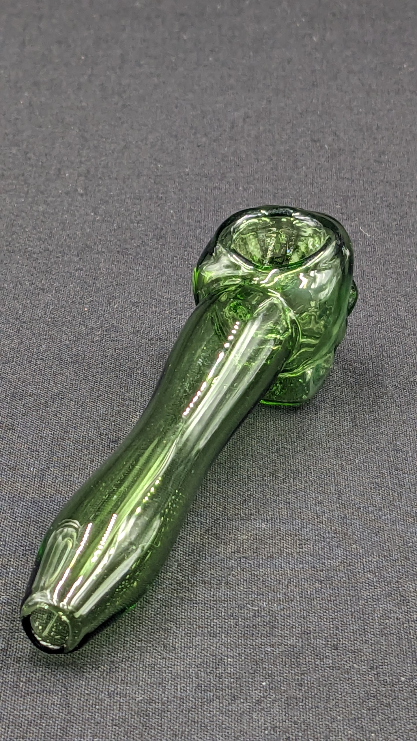 4" Glass Spoon Skull Green