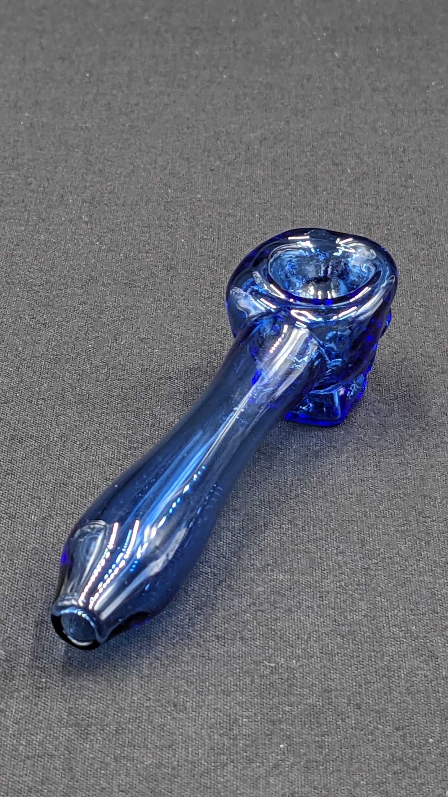 4" Glass Spoon Skull Light Blue