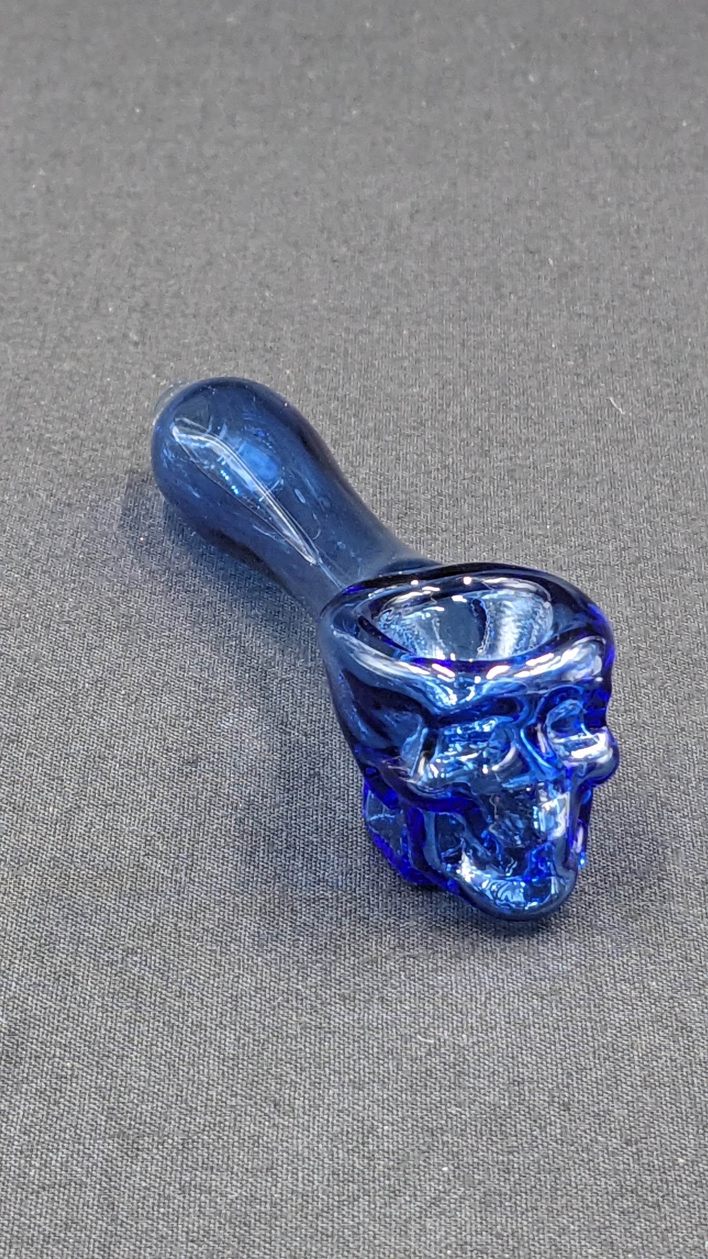 4" Glass Spoon Skull Light Blue