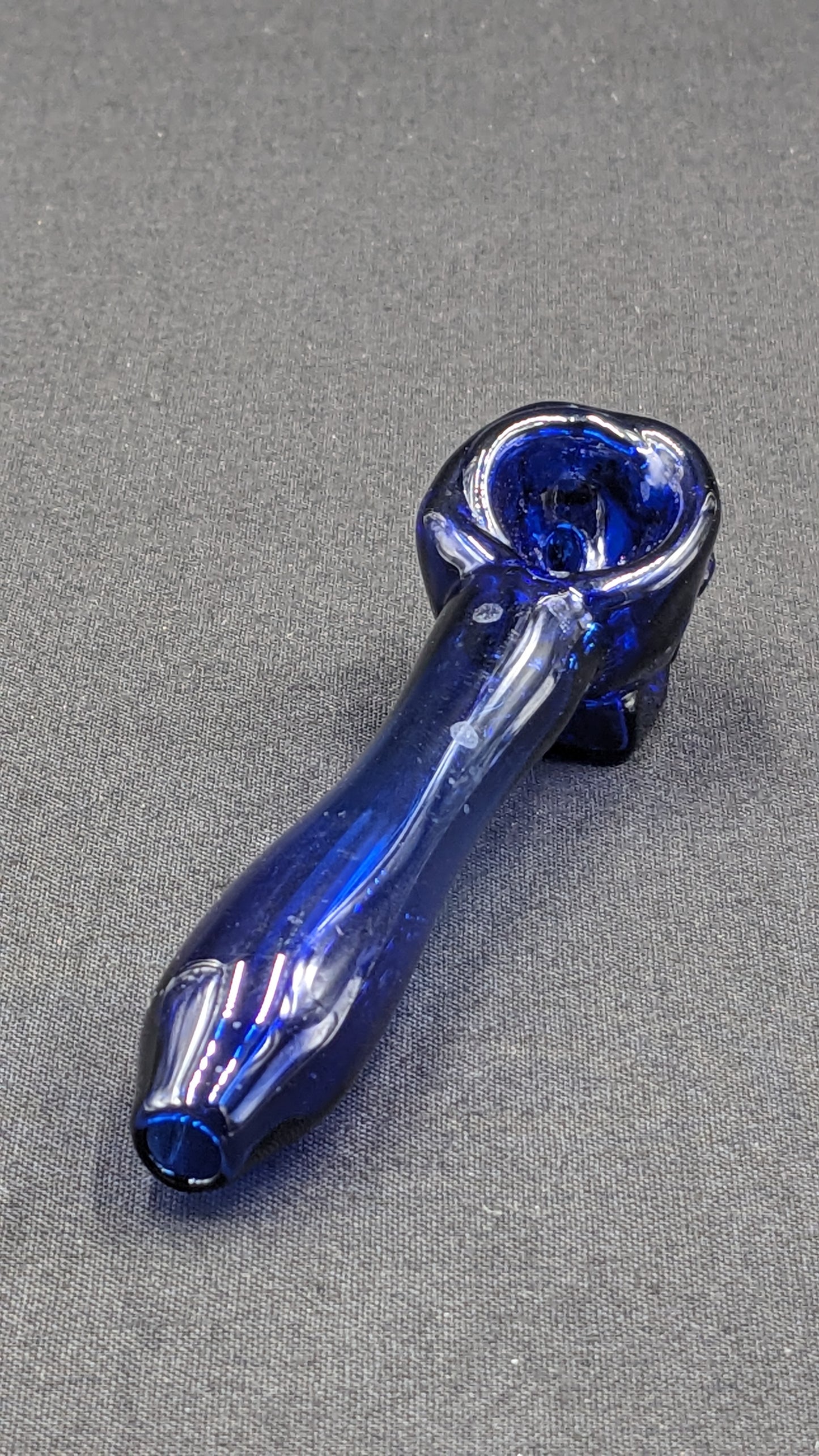 4" Glass Spoon Skull Blue 01